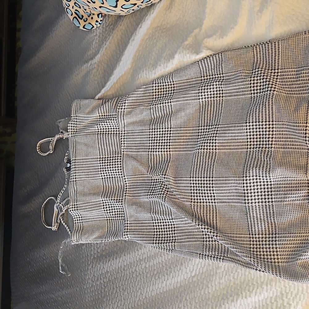 No Boundaries Black and White Plaid Midi Skirt